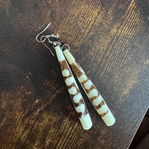 Brown and Cream Dangle Earrings